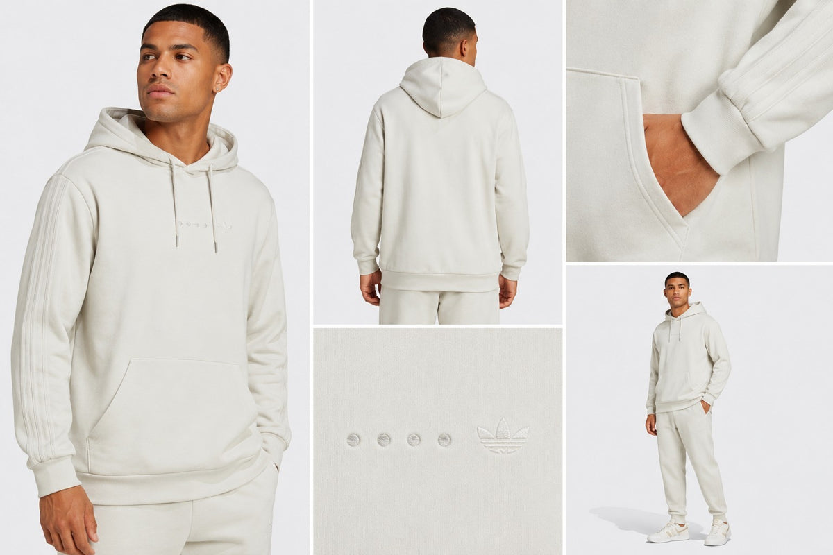 adidas Originals ESS Logo Hoodie HK2725 Herren Sweatshirt Beige
