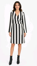 Schönes Streifenkleid für Damen Wickel-Kleid mit V-Ausschnitt Mini-Kleid 978829