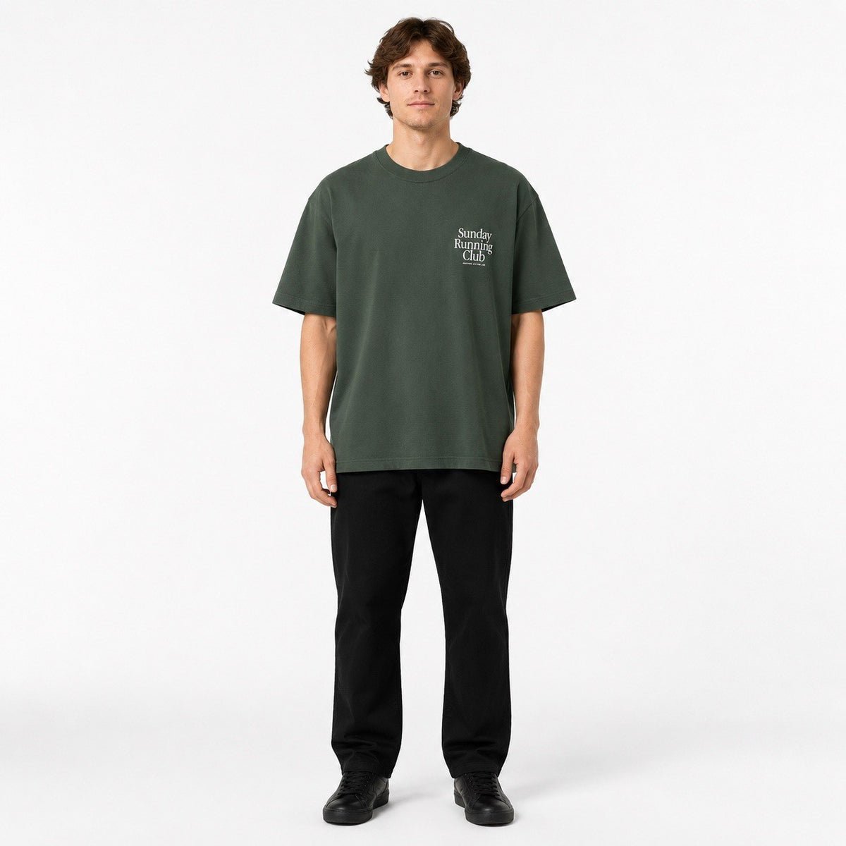 Another Cotton Lab Sunday Running Club Oversize T-Shirt Grün Backprint Unisex