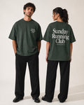 Another Cotton Lab Sunday Running Club Oversize T-Shirt Grün Backprint Unisex