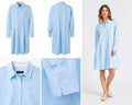 Schneiders Paula Blusenkleid Damen Hellblau Gr. 44 XXL Hemdblusenkleid Baumwolle