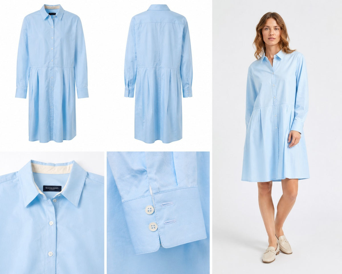 Schneiders Paula Blusenkleid Damen Hellblau Gr. 44 XXL Hemdblusenkleid Baumwolle
