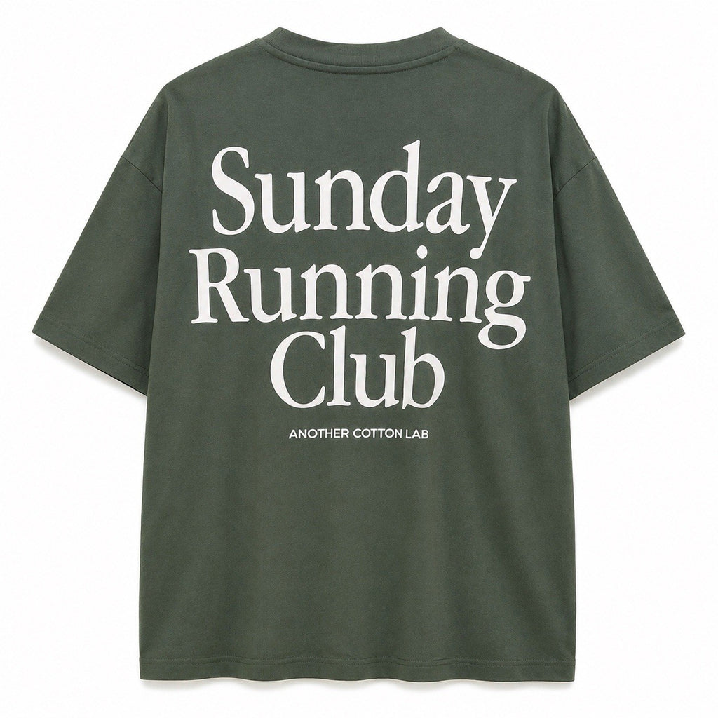 Another Cotton Lab Sunday Running Club Oversize T-Shirt Grün Backprint Unisex