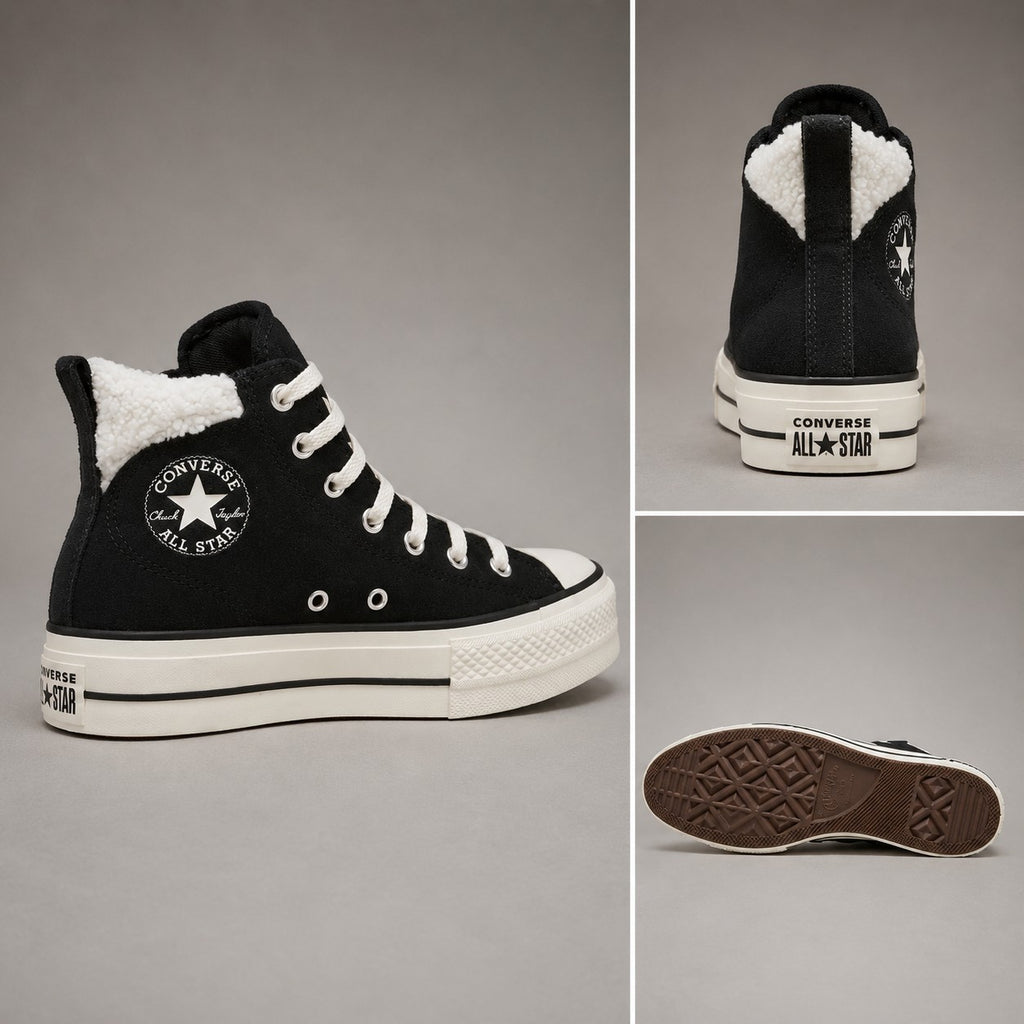 Converse Chuck Taylor All Star Puff Lift Cozy Platform Damen Sneaker Schwarz...
