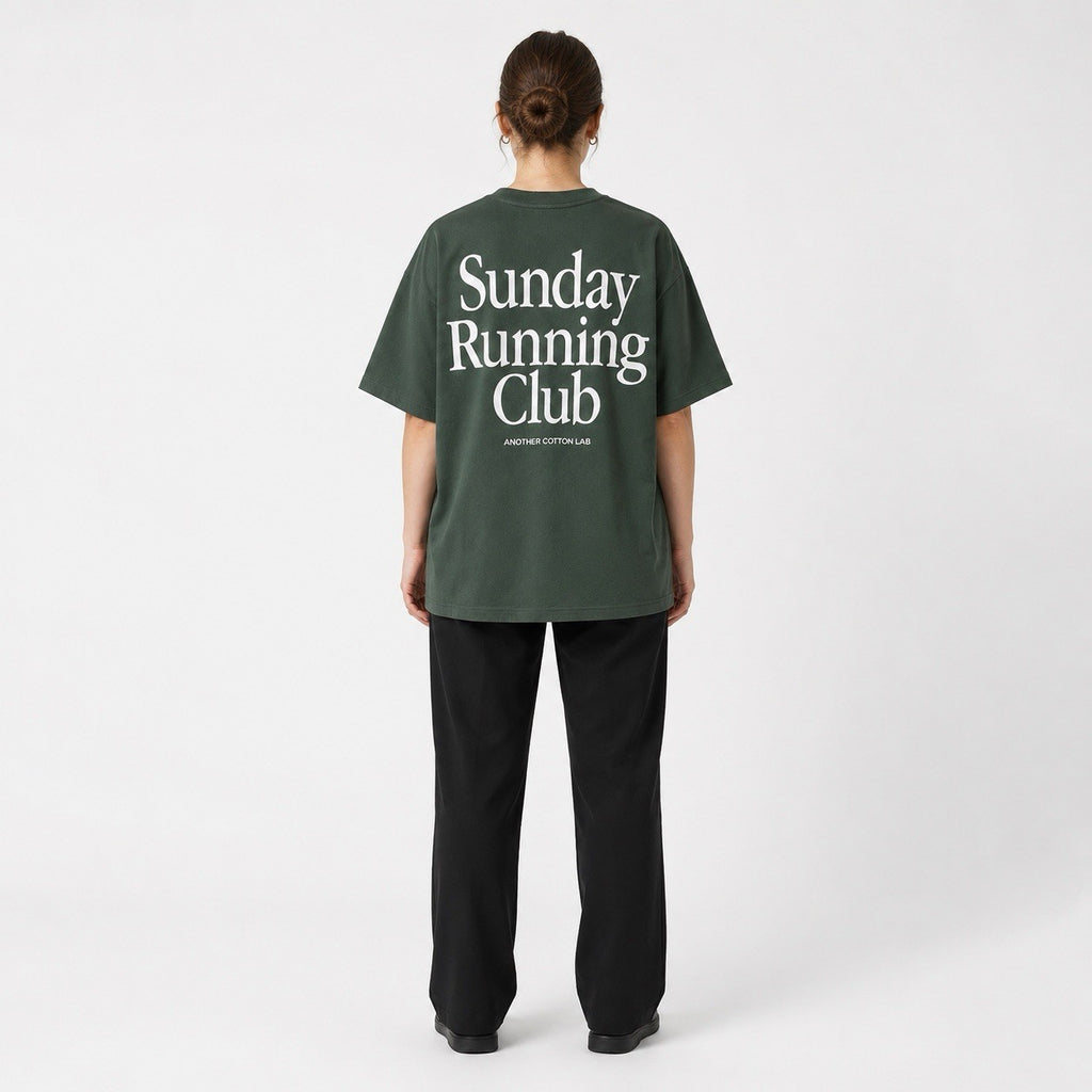 Another Cotton Lab Sunday Running Club Oversize T-Shirt Grün Backprint Unisex