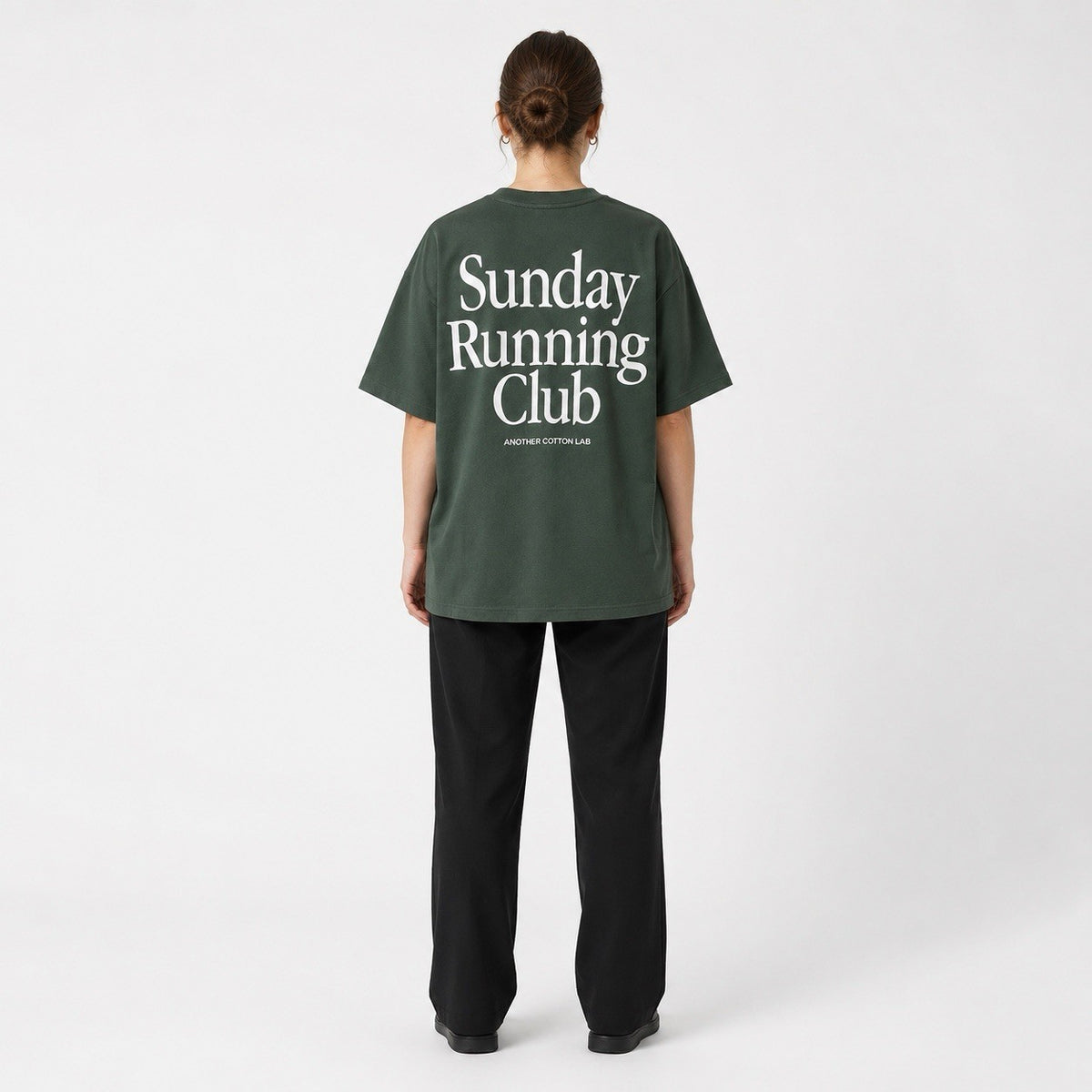 Another Cotton Lab Sunday Running Club Oversize T-Shirt Grün Backprint Unisex