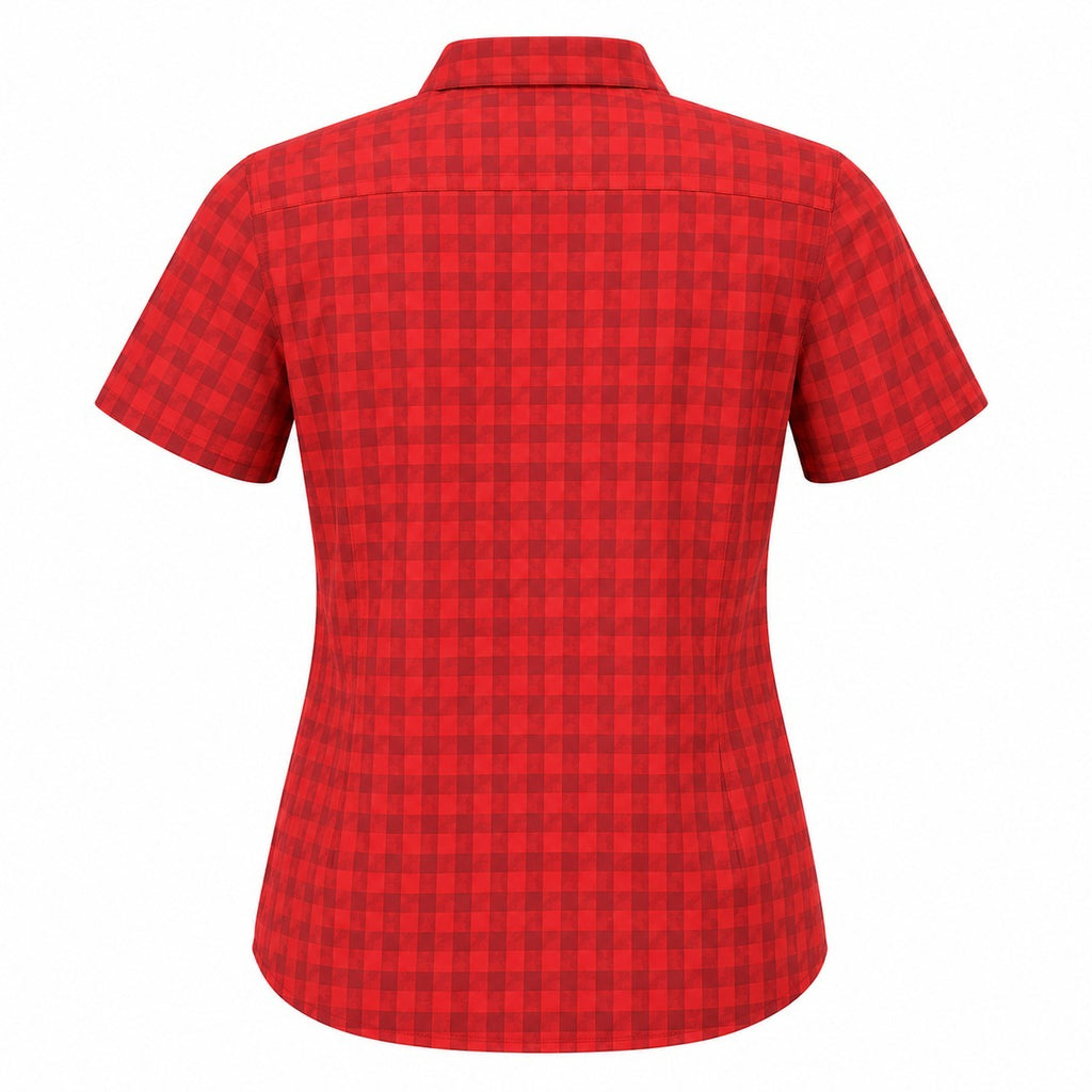 ODLO Kumano Check Damen Outdoorbluse Kurzarm Rot Kariert Stretch versch. Größen